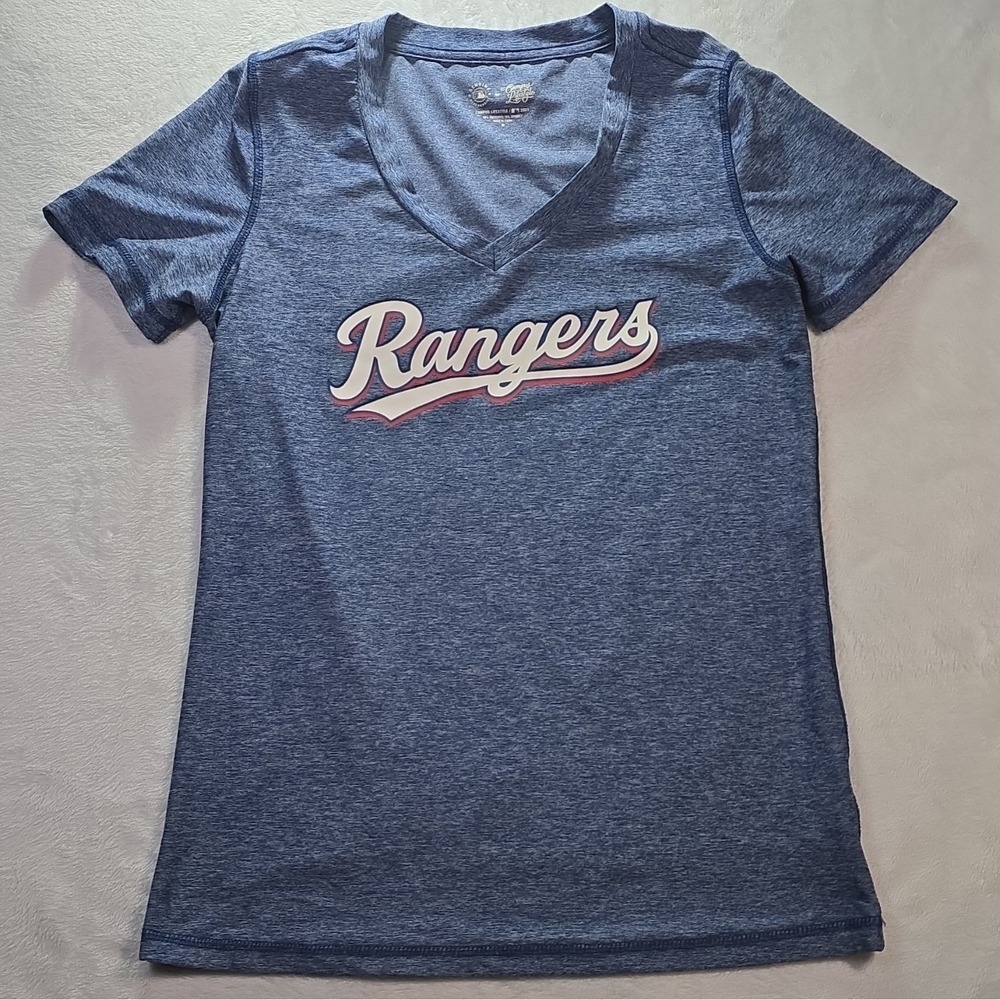 Campus Lifestyle Texas Rangers MLB Officially Licensed Blue V-Neck Shirt, M